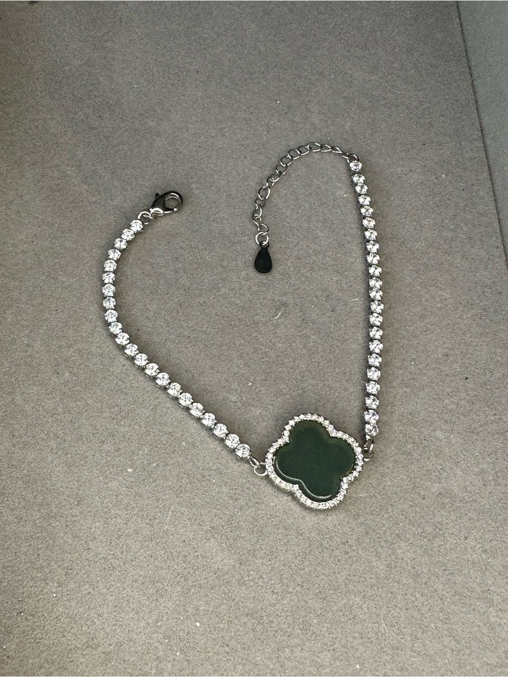Natural A jade silver diamonds lucky flowers bracelets 100% A Jade